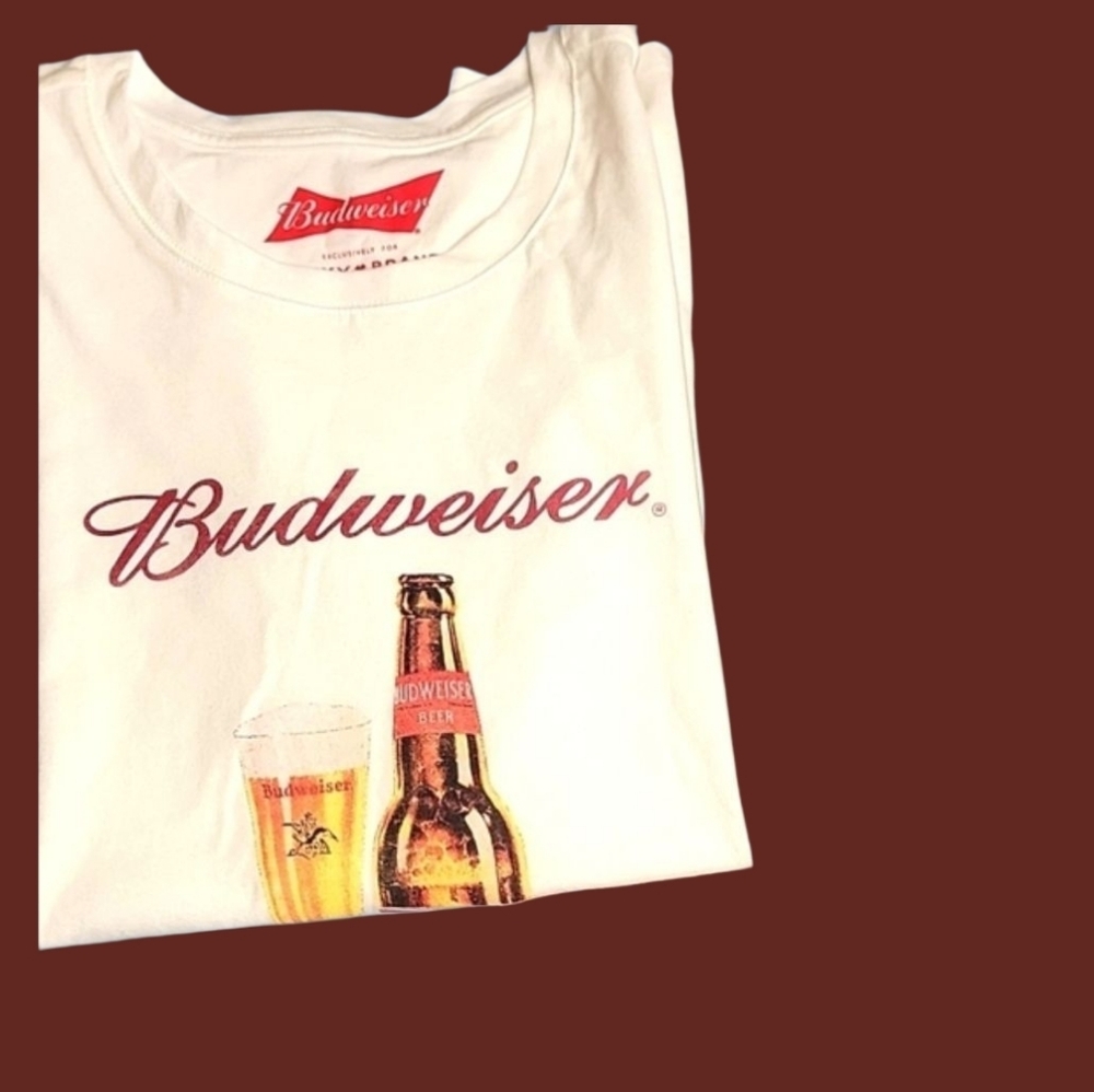 Lucky Brand Budweiser Red and Gold Logo T-Shirt